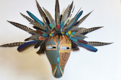Decorative gourd totem sculpture by Tucson artist Donna Vargas
