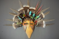 gourd mask Handcrafted with feathered headdress by Donna Vargas