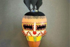 gourd mask Handcrafted with feathered headdress by Donna Vargas