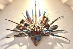 gourd mask Handcrafted with feathered headdress by Donna Vargas