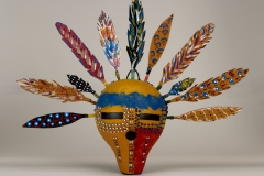 gourd mask Handcrafted with feathered headdress by Donna Vargas
