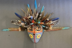 gourd mask Handcrafted with feathered headdress by Donna Vargas