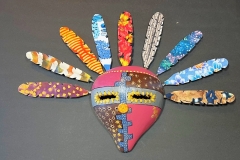 gourd mask Handcrafted with feathered headdress by Donna Vargas