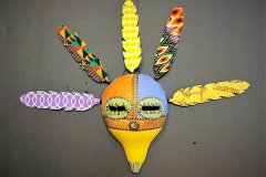 gourd mask Handcrafted with feathered headdress by Donna Vargas