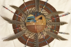 gourd mask Handcrafted with feathered headdress by Donna Vargas