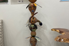 Decorative gourd totem sculpture by Tucson artist Donna Vargas