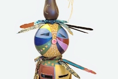 Decorative gourd totem sculpture by Tucson artist Donna Vargas