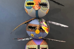 Decorative gourd totem sculpture by Tucson artist Donna Vargas