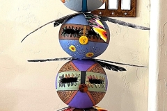 Decorative gourd totem sculpture by Tucson artist Donna Vargas