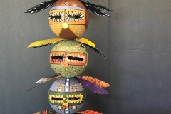 Decorative gourd totem sculpture by Tucson artist Donna Vargas