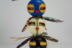 gourd pot, Southwestern, Native American inspired, feathers, Donna Vargas