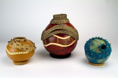 Decorative gourd pot by Tucson artist Donna Vargas