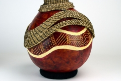 Decorative gourd pot by Tucson artist Donna Vargas