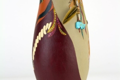 gourd pot, Southwestern, Native American inspired, feathers, Donna Vargas